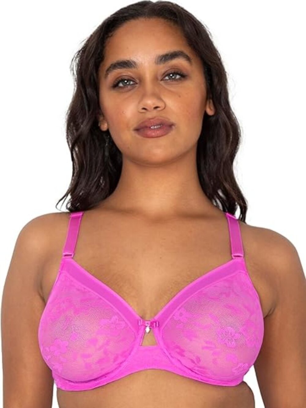 Curvy Couture FLIRT No Show Lace Unlined Underwire Bra Pink size 40G T-Shirt Bra - Picture 11 of 11